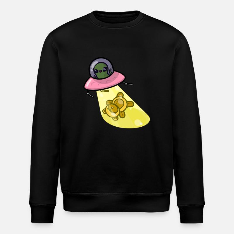 Teddy kidnapped by UFO Uap - Stanley/Stella ROLLER Unisex Organic Sweatshirt - black