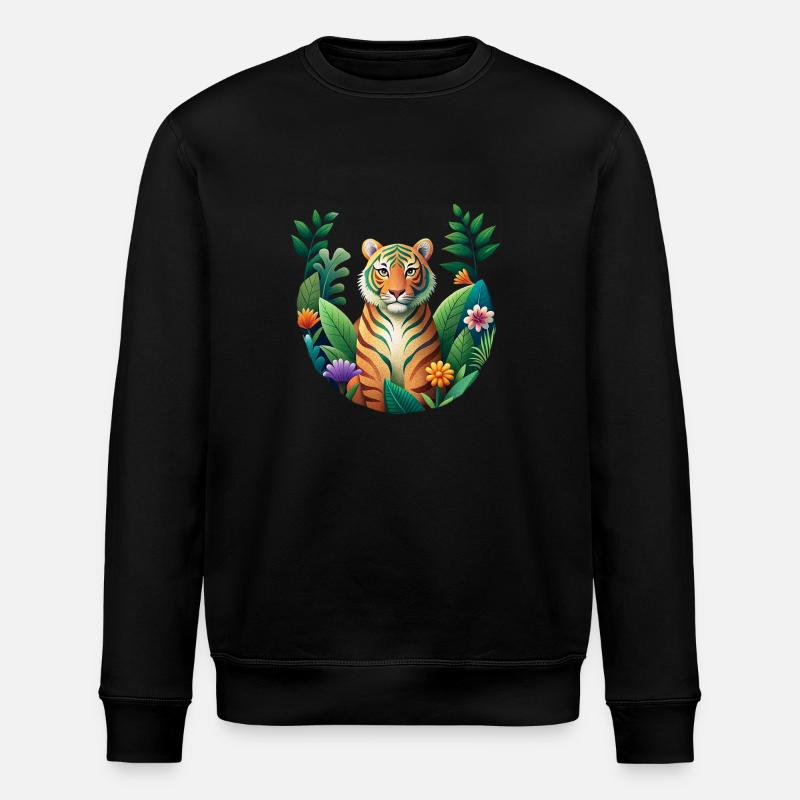 Tiger-Print mit Grain-Effekt - Stanley/Stella Unisex Bio-Sweatshirt ROLLER - Schwarz