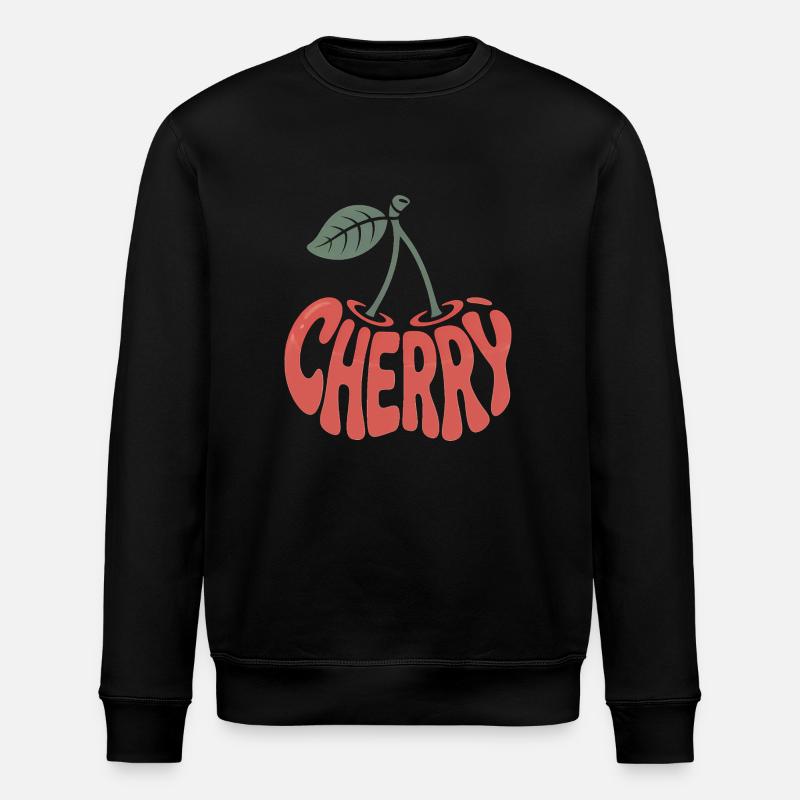 Cherry - Cool Fruit Logo - Stanley/Stella ROLLER Unisex Organic Sweatshirt - black
