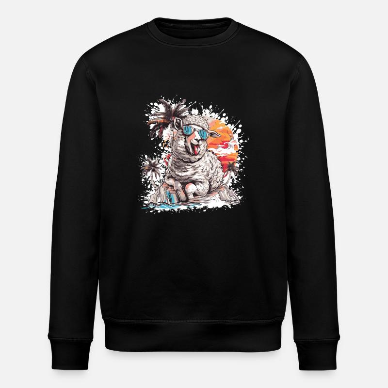 Schaf Insel Palme - Stanley/Stella Unisex Bio-Sweatshirt ROLLER - Schwarz