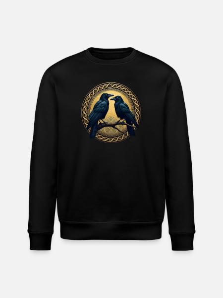 Two ravens with Celtic knots - Stanley/Stella ROLLER Unisex Organic Sweatshirt - black