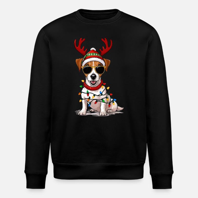 Christmas Jack Russell - Stanley/Stella ROLLER Unisex Organic Sweatshirt - black