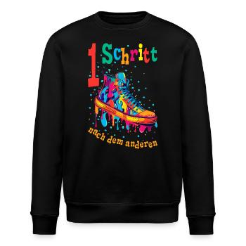 Ein Schritt nach dem anderen Mut machen Motivation - Stanley/Stella Unisex Bio-Sweatshirt ROLLER - Schwarz - Vorne - Nik (191cm)