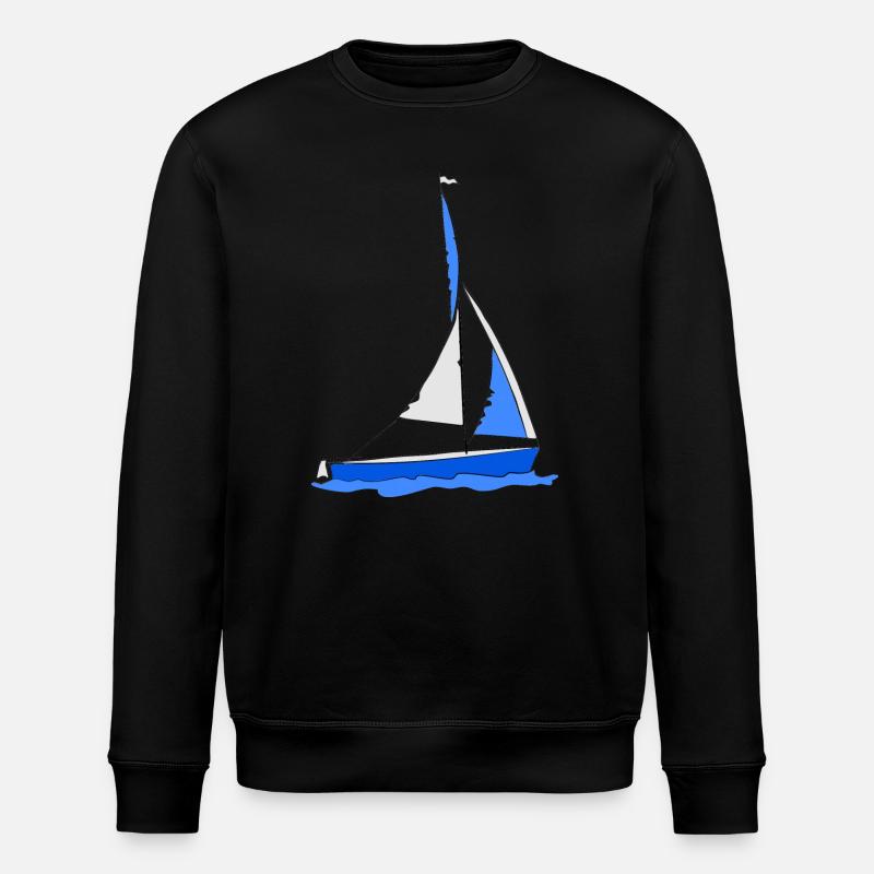 Segelboot im Wasser Blau - Stanley/Stella Unisex Bio-Sweatshirt ROLLER - Schwarz