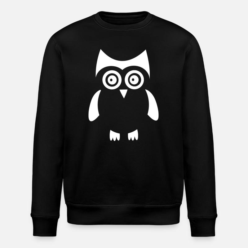 white owl bird white - Stanley/Stella ROLLER Unisex Organic Sweatshirt - black