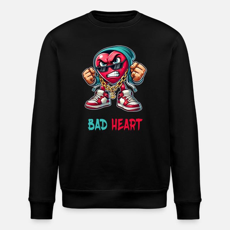 Evil heart design - Stanley/Stella ROLLER Unisex Organic Sweatshirt - black