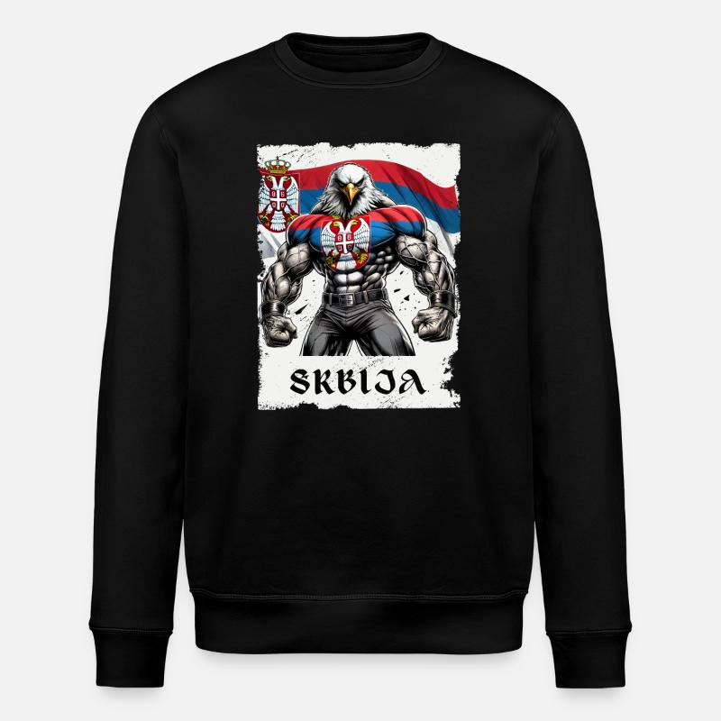 Serbia Eagle Bodybuilding Design - Stanley/Stella ROLLER Unisex Organic Sweatshirt - black