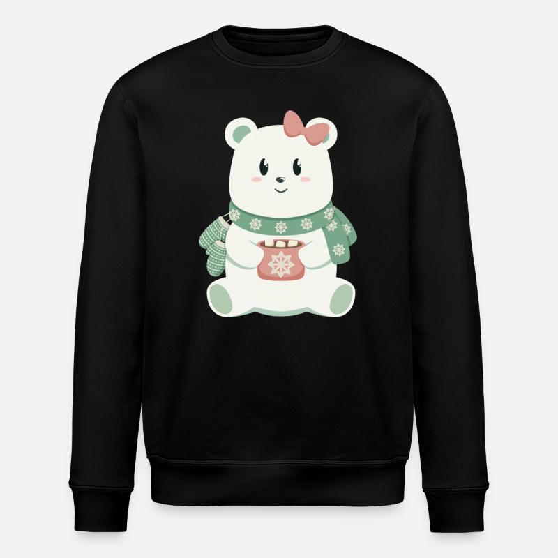 Eisbär mit Schleife - Stanley/Stella Unisex Bio-Sweatshirt ROLLER - Schwarz