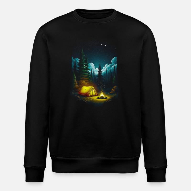 Starry Night Campfire Forest Scene - Stanley/Stella ROLLER Unisex Organic Sweatshirt - black