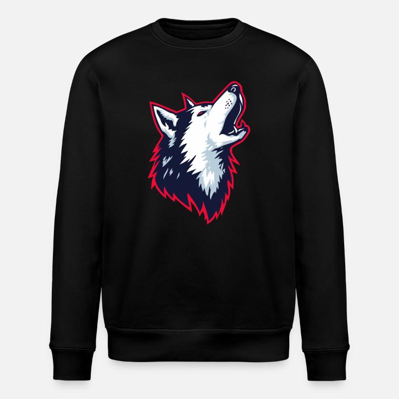 Husky hurlant dans un style logo - Sweat bio ROLLER Stanley/Stella Unisexe - noir