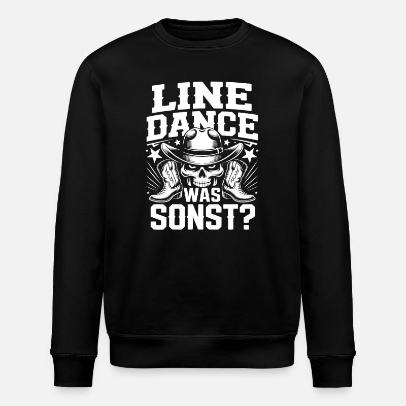 Line Dance Skull Cowboy - Stanley/Stella ROLLER Unisex Organic Sweatshirt - black