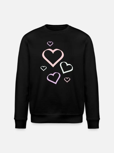 Herz pastell Muster Herzmuster Geschenk  - Stanley/Stella Unisex Bio-Sweatshirt ROLLER - Schwarz