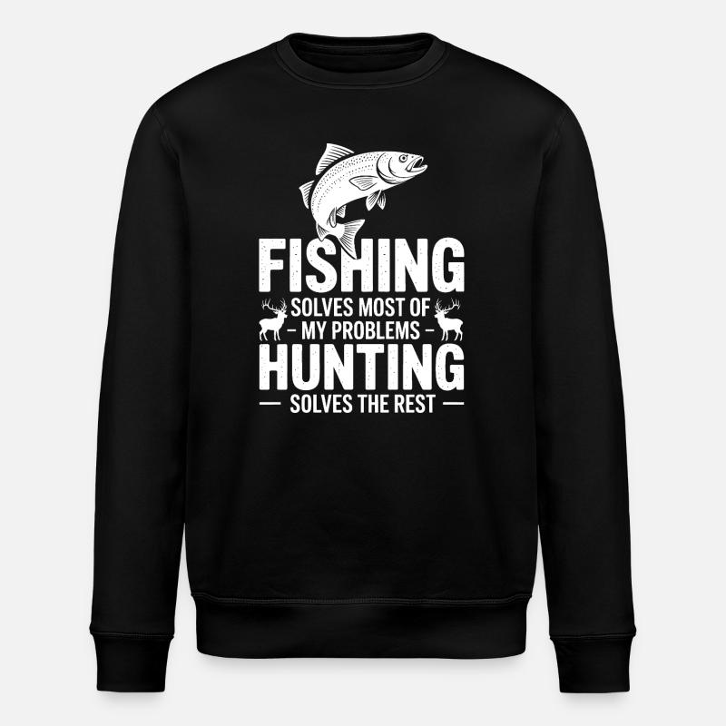 Fishing Solves Most Problems - Stanley/Stella ROLLER Unisex Organic Sweatshirt - black