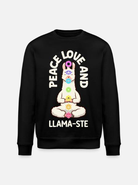 Chakra Humor - Llama Spirit Peace - Stanley/Stella ROLLER Unisex Organic Sweatshirt - black