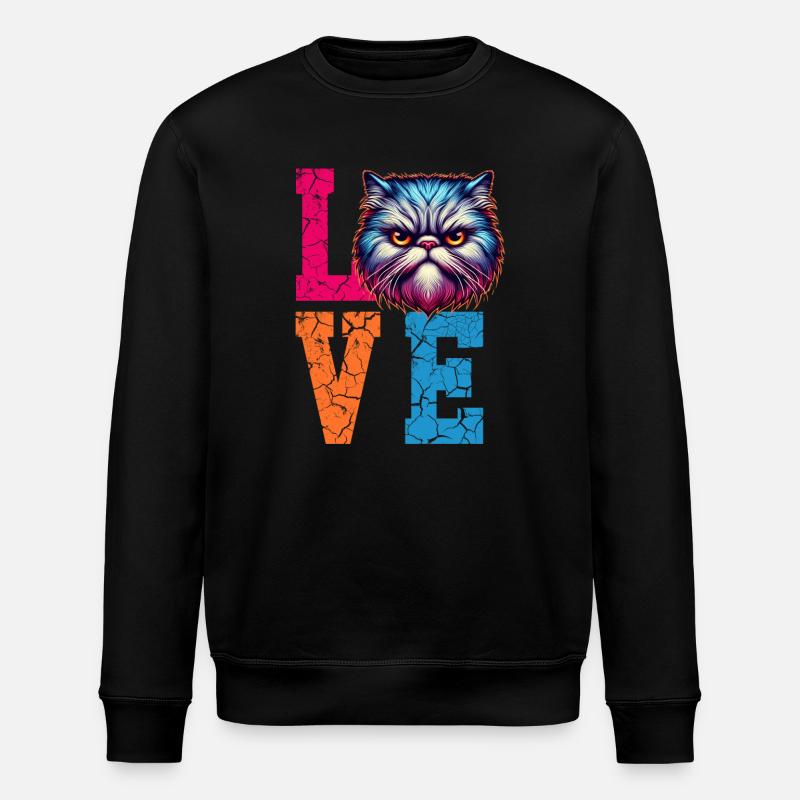 Grumpy love cat - Stanley/Stella ROLLER Unisex Organic Sweatshirt - black