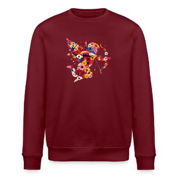 Flowery Cupid shoots love arrows - Stanley/Stella ROLLER Unisex Organic Sweatshirt - burgundy - Front - Nik (191cm)
