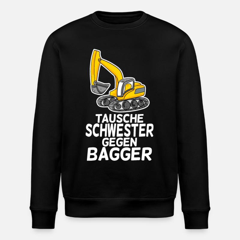 Tausche Schwester gegen Bagger - Stanley/Stella Unisex Bio-Sweatshirt ROLLER - Schwarz