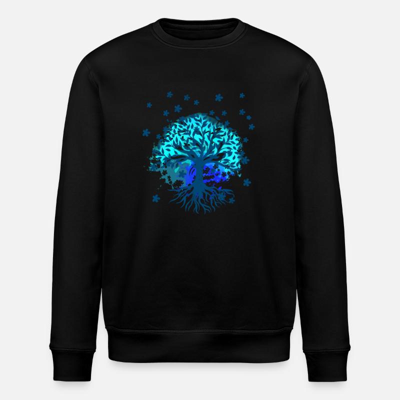 Baum des Lebens ,Lebensbaum,Malerei,blau - Stanley/Stella Unisex Bio-Sweatshirt ROLLER - Schwarz