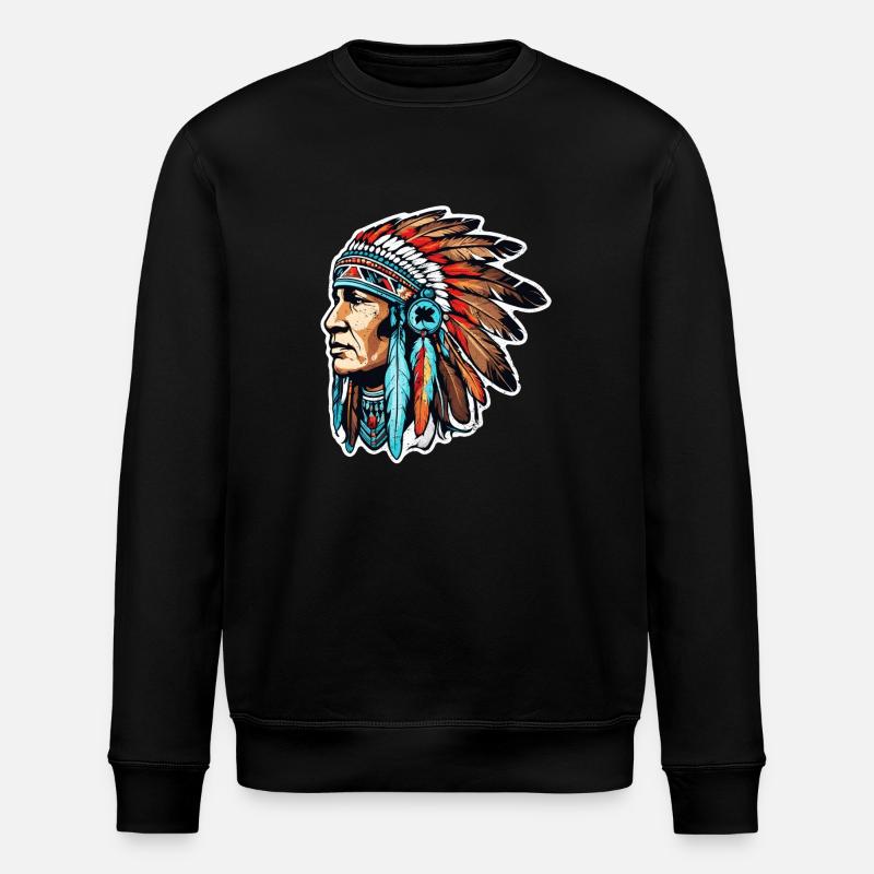 Indian - Native American - USA - Stanley/Stella ROLLER Unisex Organic Sweatshirt - black