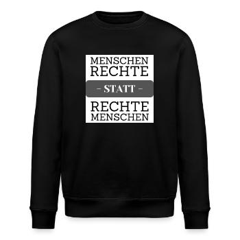 Menschenrechte statt rechte Menschen! - Stanley/Stella Unisex Bio-Sweatshirt ROLLER - Schwarz - Vorne - Nik (191cm)