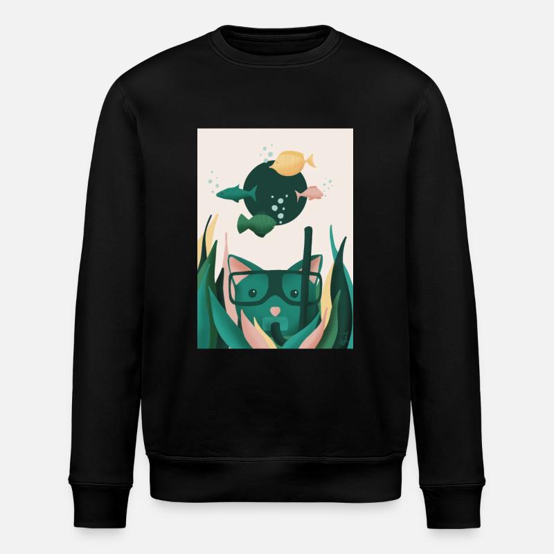 Chat dans l'eau - chat marin - Sweat bio ROLLER Stanley/Stella Unisexe - noir