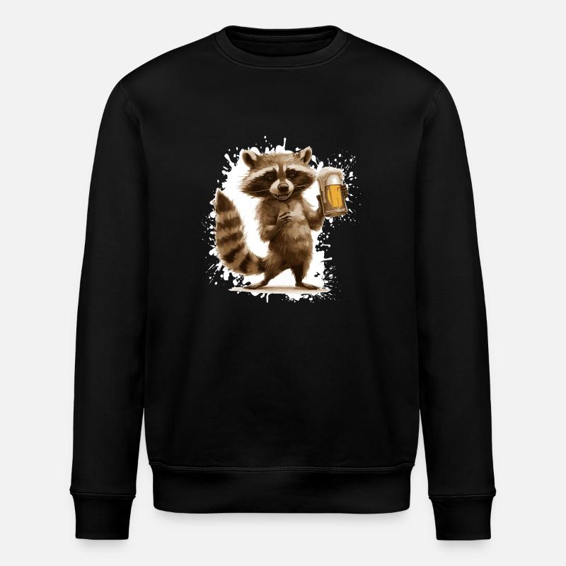 Waschbär Bier Lustig - Stanley/Stella Unisex Bio-Sweatshirt ROLLER - Schwarz