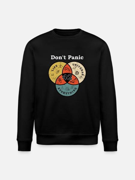 Don't Panic 42 Svar Spørgsmål Life Universe Rest - Stanley/Stella økologisk unisex-sweatshirt ROLLER - sort