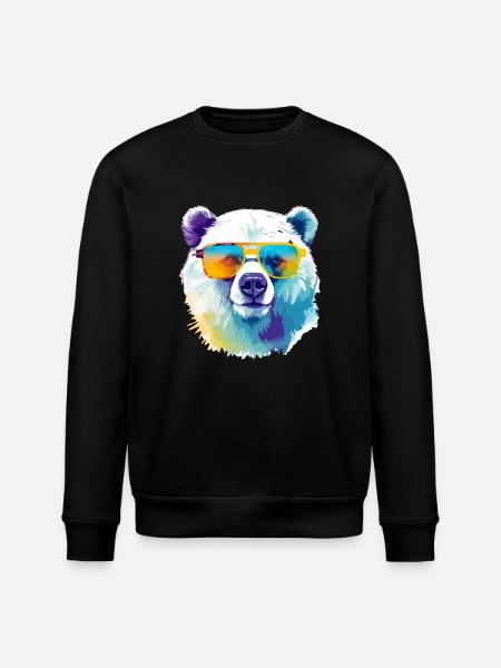 Bruce the polar bear - Stanley/Stella ROLLER Unisex Organic Sweatshirt - black