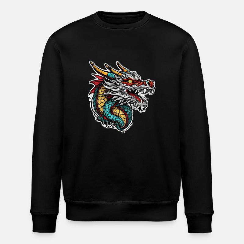 Asian Dragon - Japan - Chinese - Stanley/Stella ROLLER Unisex Organic Sweatshirt - black