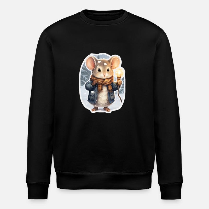 Moderne Maus im Winter - Stanley/Stella Unisex Bio-Sweatshirt ROLLER - Schwarz