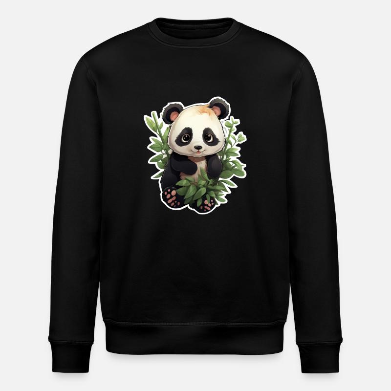 Panda Cute - Stanley/Stella ROLLER Unisex Organic Sweatshirt - black