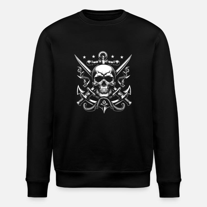 Pirate Skull - Stanley/Stella ROLLER Unisex Organic Sweatshirt - black