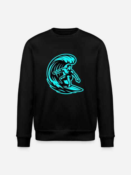 Surfer Wave Surfing - Stanley/Stella ROLLER Unisex Organic Sweatshirt - black