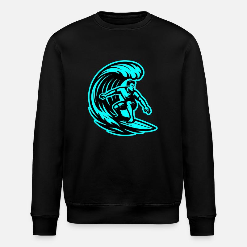 Surfer Welle Surfen - Stanley/Stella Unisex Bio-Sweatshirt ROLLER - Schwarz