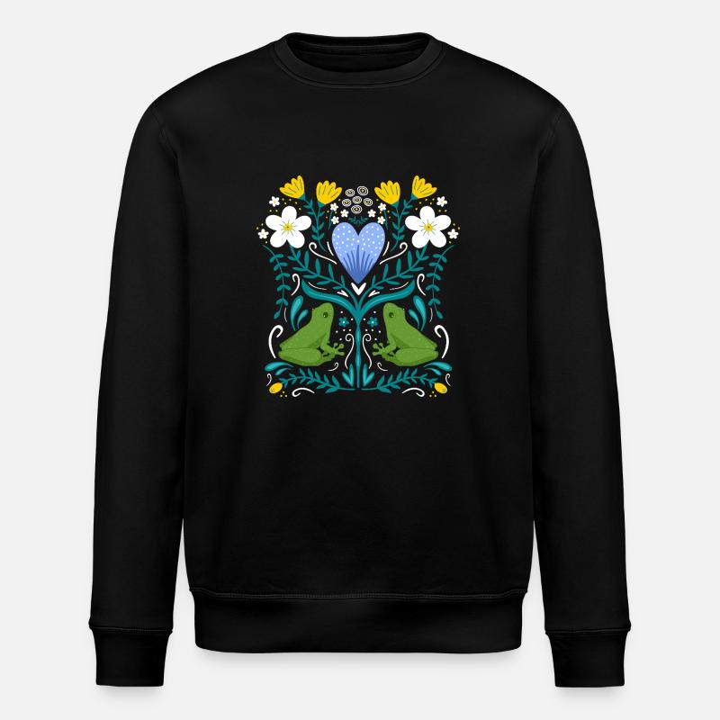 Grenouilles et fleurs - Sweat bio ROLLER Stanley/Stella Unisexe - noir
