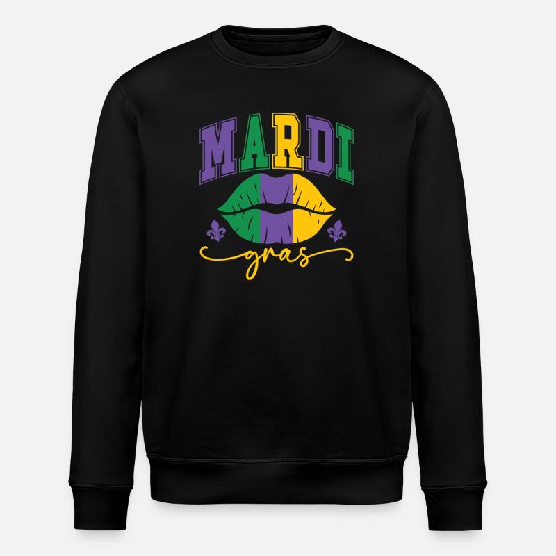 Mardi Gras Lips - Stanley/Stella ROLLER Unisex Organic Sweatshirt - black