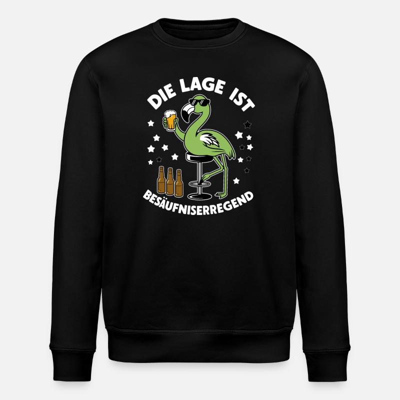 Lustiger grüner Flamingo - Stanley/Stella Unisex Bio-Sweatshirt ROLLER - Schwarz