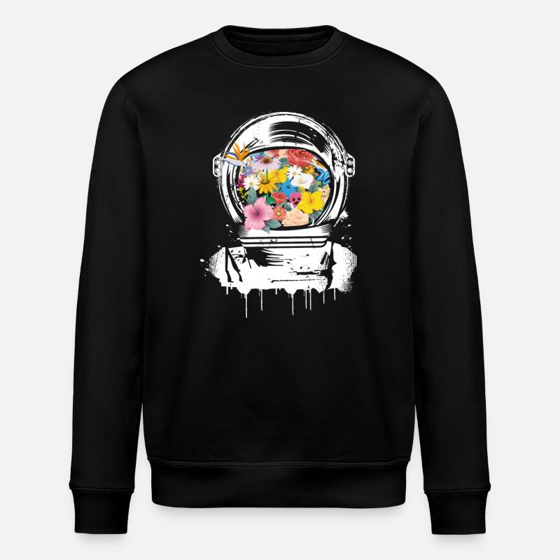 casque de l'astronaute avec des fleurs - Sweat bio ROLLER Stanley/Stella Unisexe - noir