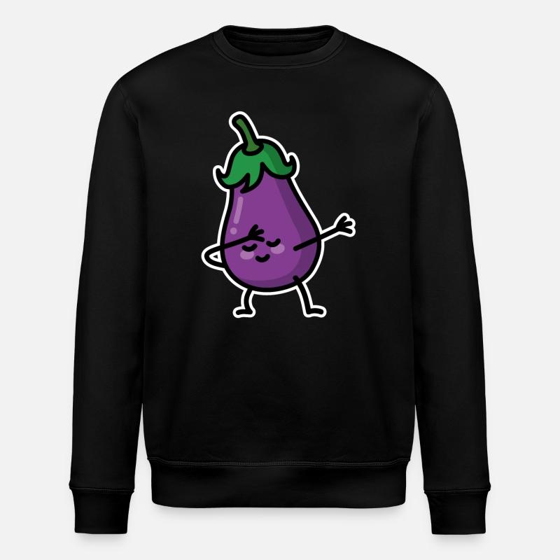 Aubergine eggplant dab dabbing - Stanley/Stella ROLLER Unisex Organic Sweatshirt - black