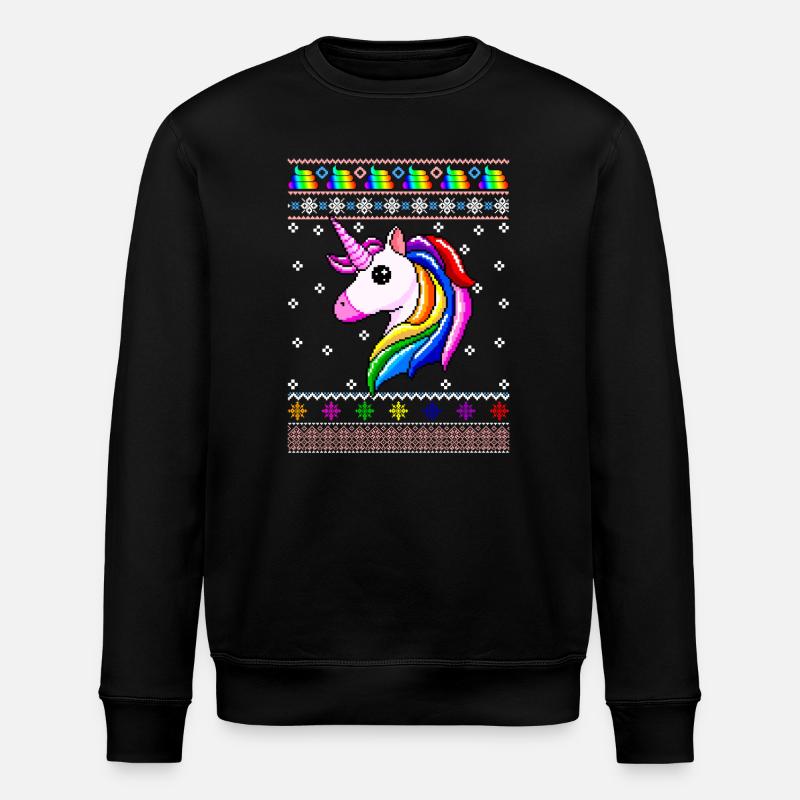 Einhorn-Weihnachten - Stanley/Stella Unisex Bio-Sweatshirt ROLLER - Schwarz