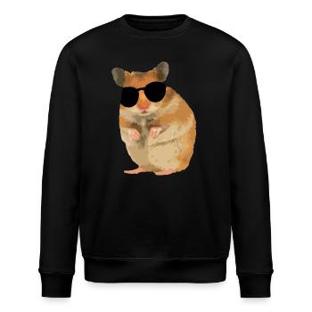 Hamster Menno mit Sonnebrille cool - Stanley/Stella Unisex Bio-Sweatshirt ROLLER - Schwarz - Vorne - Nik (191cm)