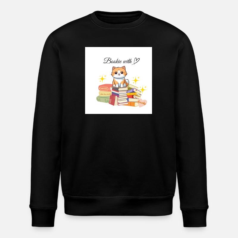 Bookie with heart - Stanley/Stella Unisex Bio-Sweatshirt ROLLER - Schwarz