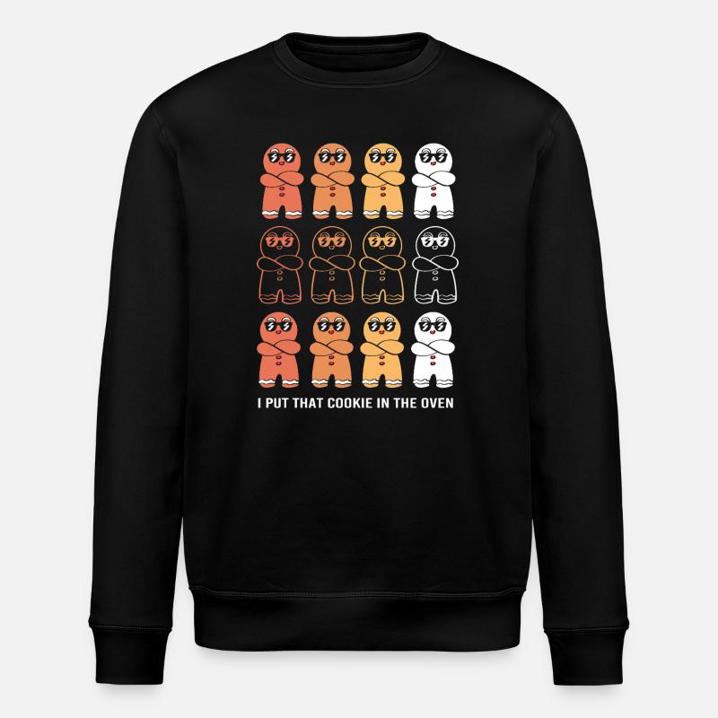 Pregnancy Birth Gingerbread Christmas - Stanley/Stella ROLLER Unisex Organic Sweatshirt - black