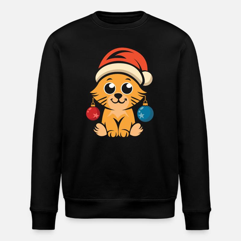 Mignon chat de Noël avec chapeau - Sweat bio ROLLER Stanley/Stella Unisexe - noir