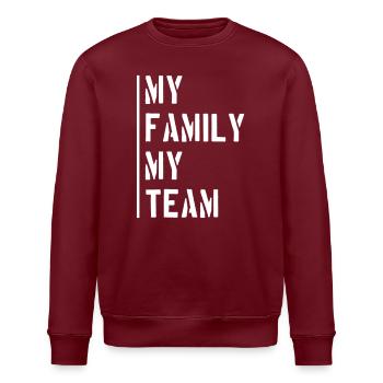 Dicton de l’équipe familiale - Sweat bio ROLLER Stanley/Stella Unisexe - bordeaux - Devant - Nik (191cm)
