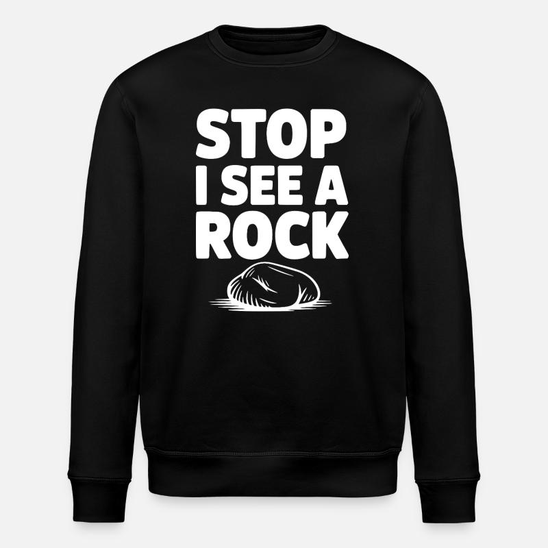 Stopp, ich sehe einen Stein - Stanley/Stella Unisex Bio-Sweatshirt ROLLER - Schwarz