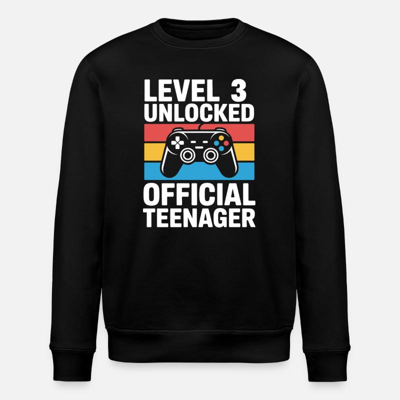 Level 3 Unlocked Gamer Tee - Stanley/Stella ROLLER Unisex Organic Sweatshirt - black