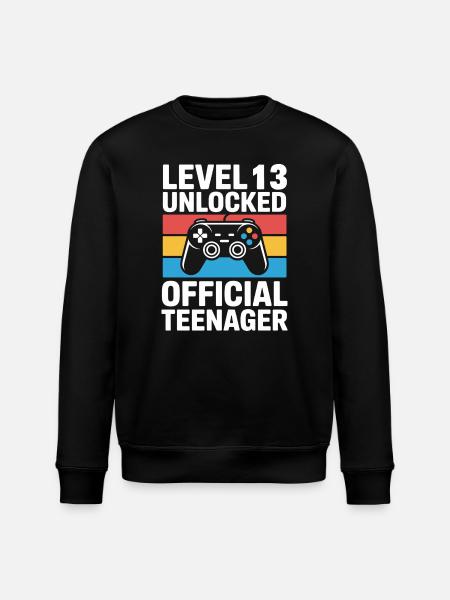 Level 13 Unlocked Official Teenager - Stanley/Stella ROLLER Unisex Organic Sweatshirt - black
