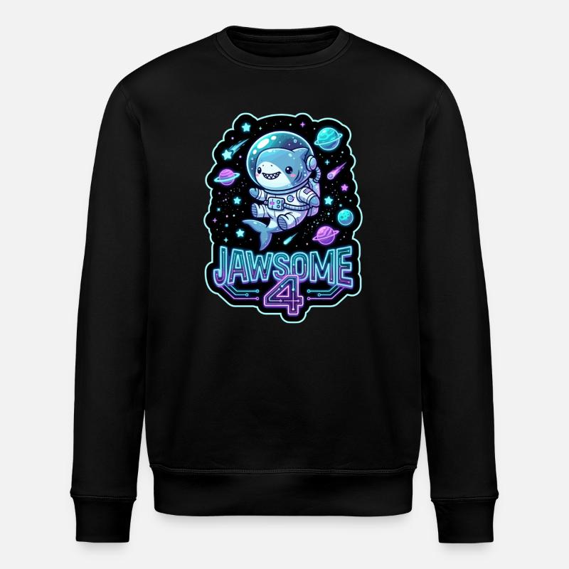 Jawsome 4 Weltraum Hai - Stanley/Stella Unisex Bio-Sweatshirt ROLLER - Schwarz