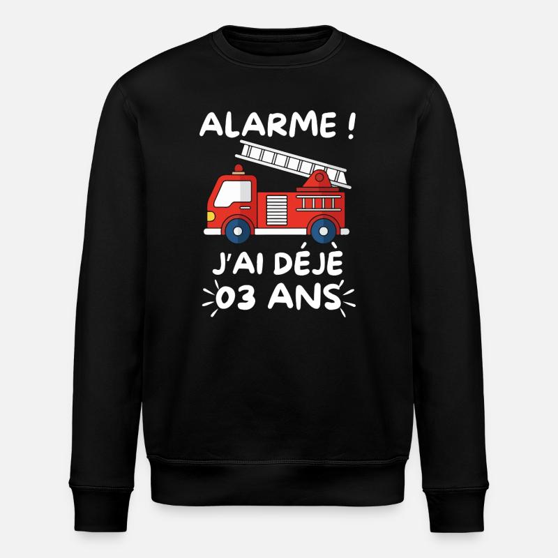 Fire Truck 3 Year Anniversary - Stanley/Stella ROLLER Unisex Organic Sweatshirt - black